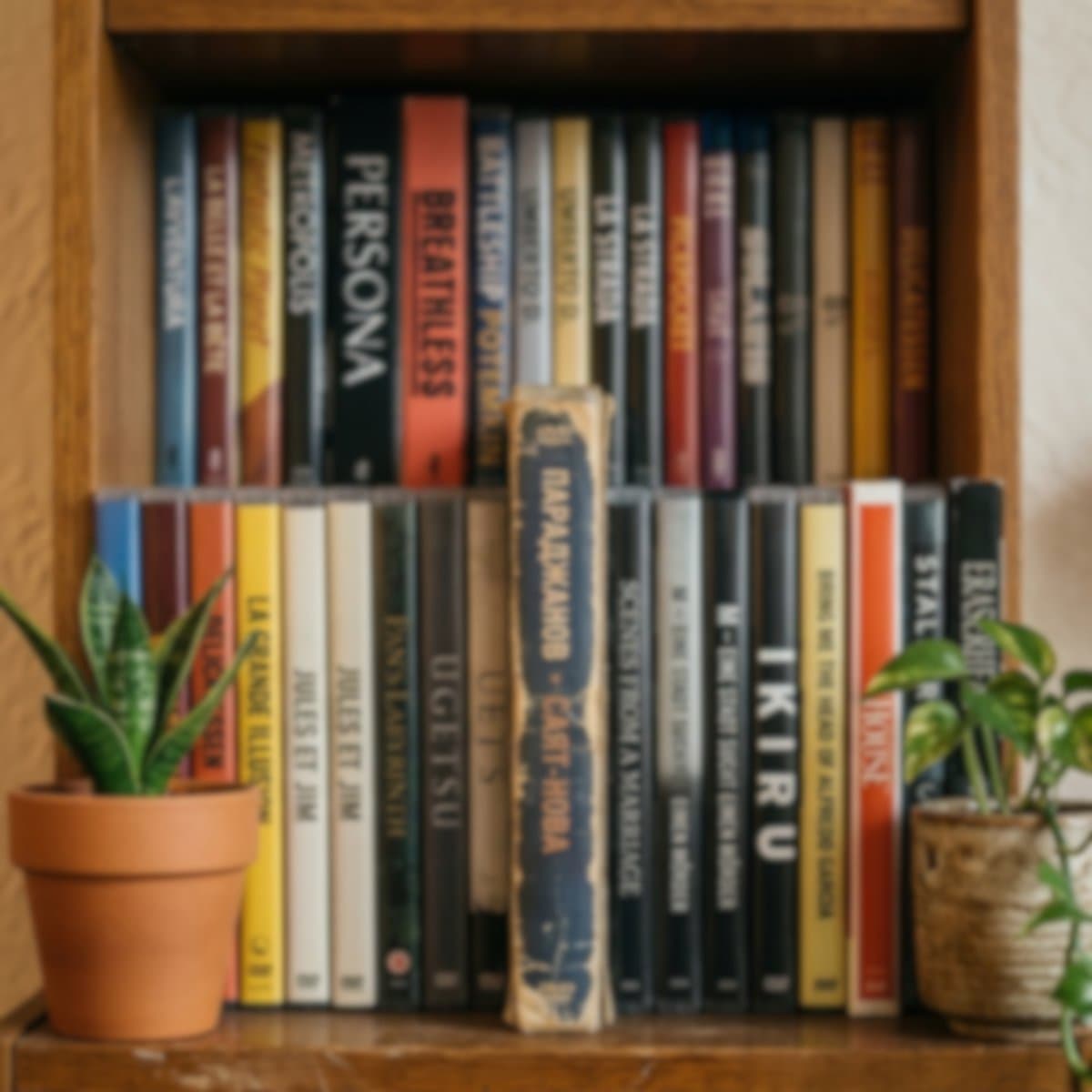 Example shelf of arthouse and foreign film DVDs and Blu-rays scanned by StashPrint